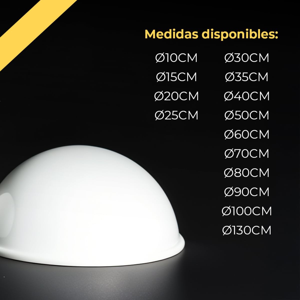Semiesfera Metacrilato Acrílico PMMA Blanco Opal Translúcido con Pestaña - Imagen 5