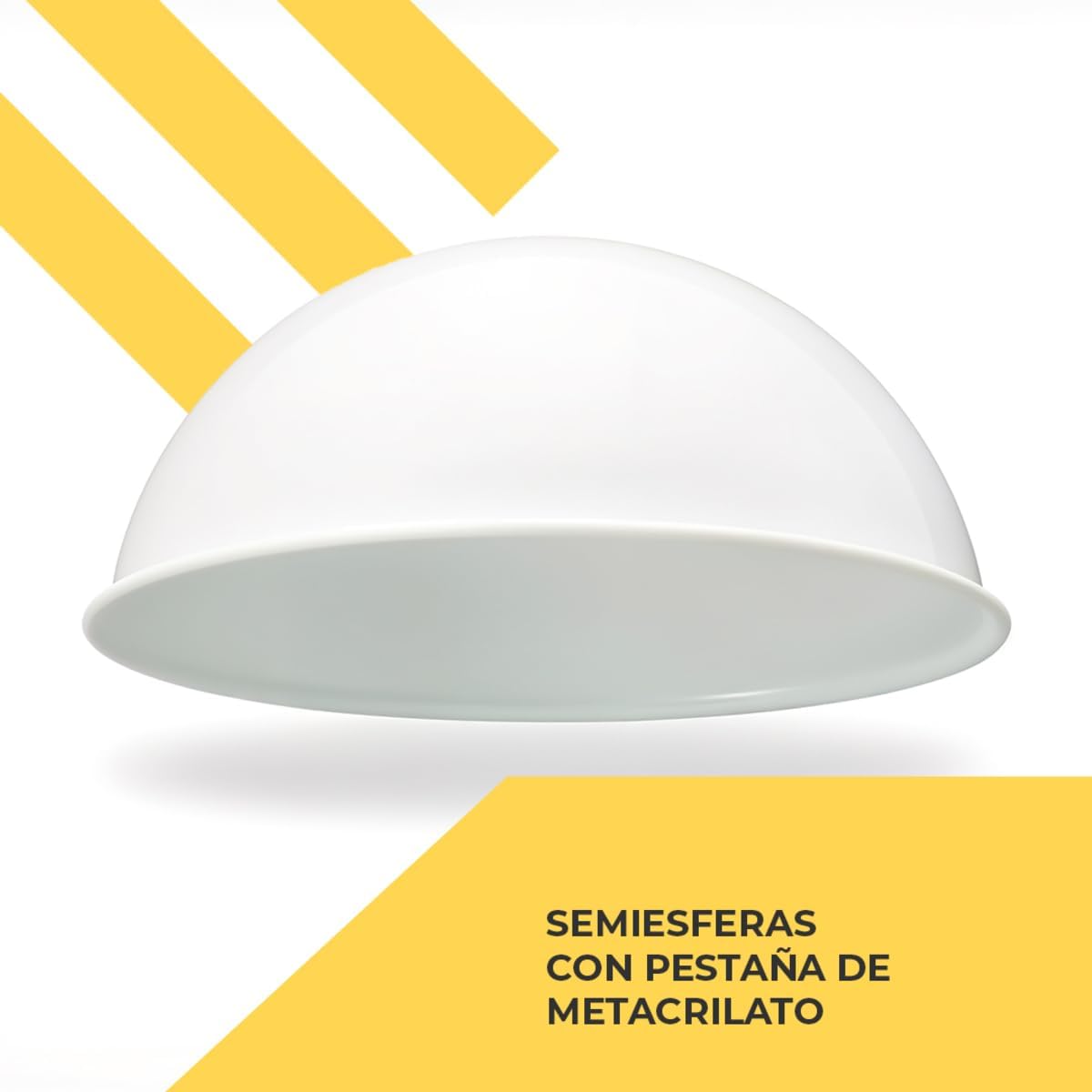 Semiesfera Metacrilato Acrílico PMMA Blanco Opal Translúcido con Pestaña - Imagen 2