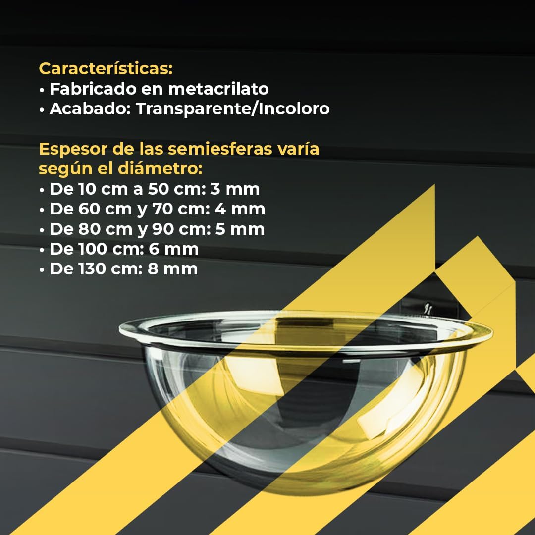 Semiesfera Metacrilato Acrílico PMMA Incoloro Transparente con Pestaña - Imagen 4