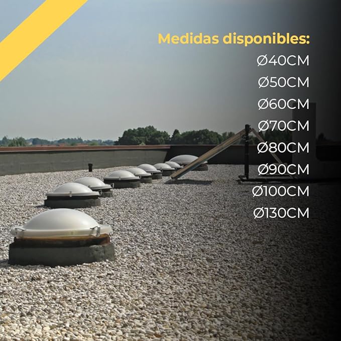 Lucernario sferico in metacrilato acrilico PMMA traslucido color ghiaccio con flangia - immagine 5