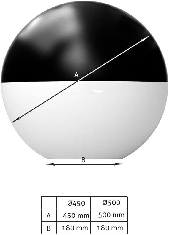 Recambio Globo / Bola Farola Anticontaminación Blanco Opal pintado Negro parte Superior - Imagen 2